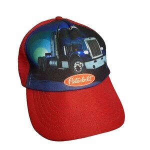 PETERBILT red Graphic Hat Snapback Baseball Vintage 80s Cap Dad Trucker USA Made